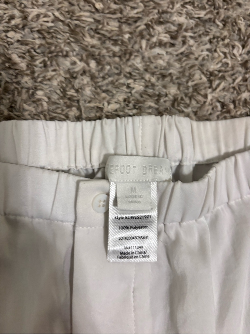 Barefoot Dreams White Women’s Pajama Pants - Elastic Waist